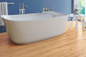 Herringbone flooring in light grey and beige